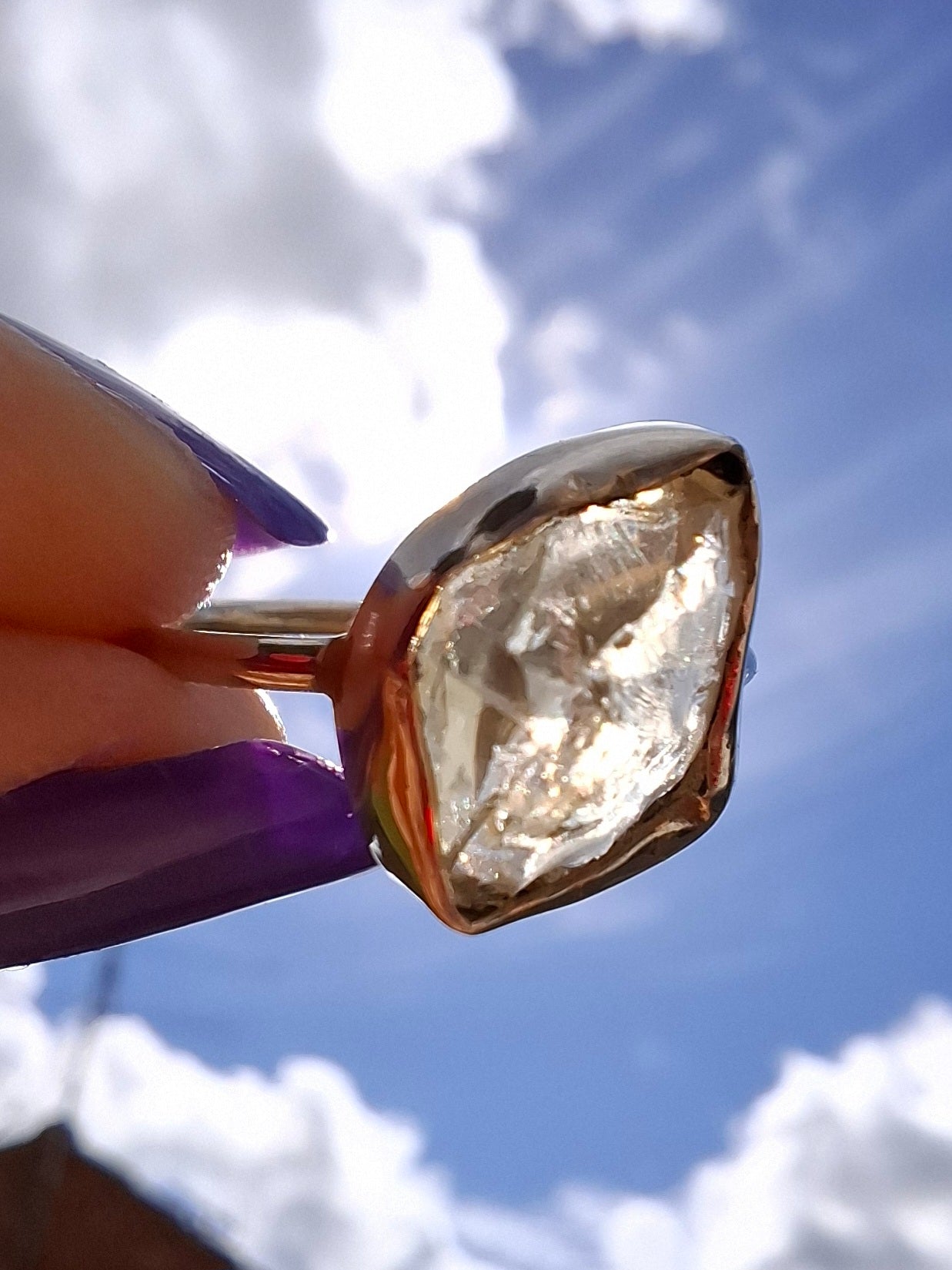 Libyan Desert Glass Ring, size L, 925 Silver, Tektite (Ref: LR18)