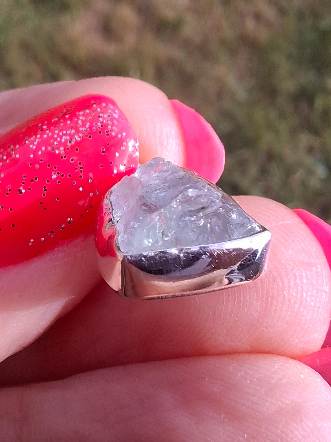 Aquamarine Pendant, 925 Silver, Crystal (Ref: AQ19)