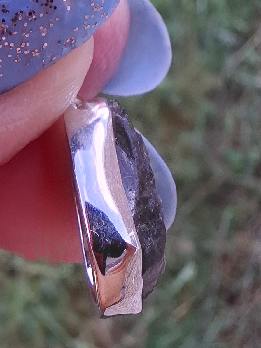 Moldavite Pendant, 925 Silver, Tektite (Ref: P79)