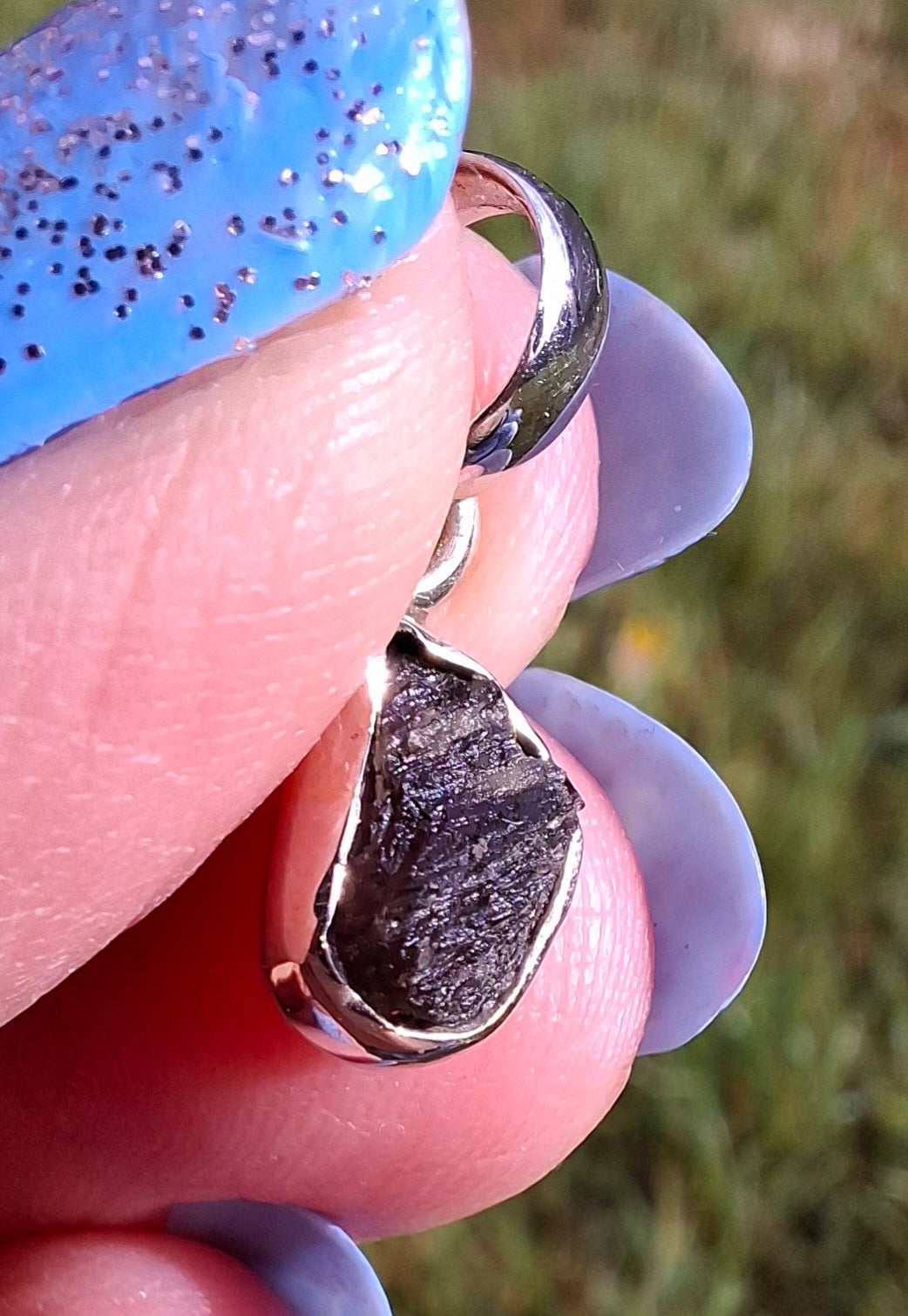 Moldavite Pendant, 925 Silver, Tektite (Ref: P35)
