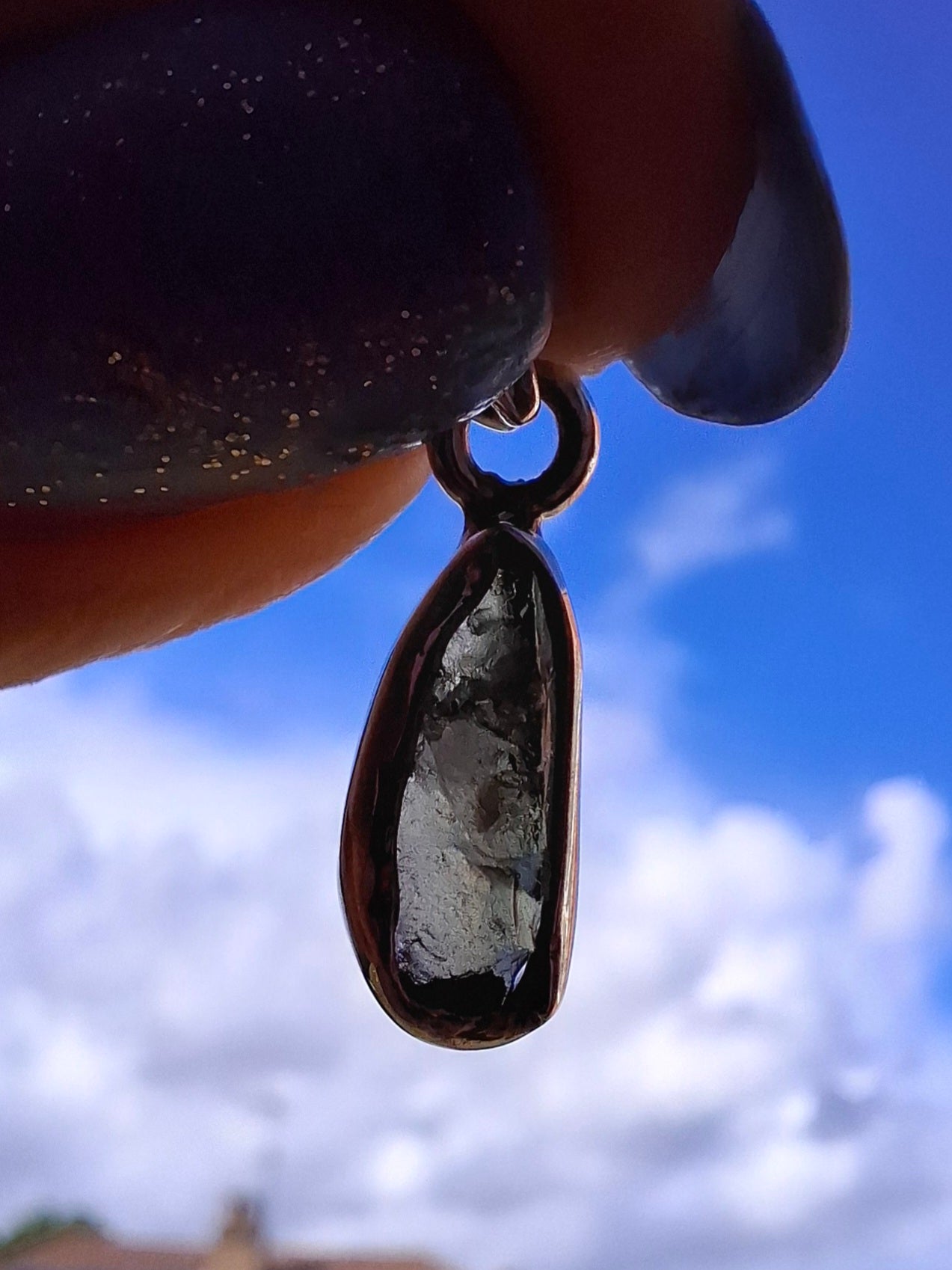 Moldavite Pendant, 925 Silver, Tektite (Ref: P95)