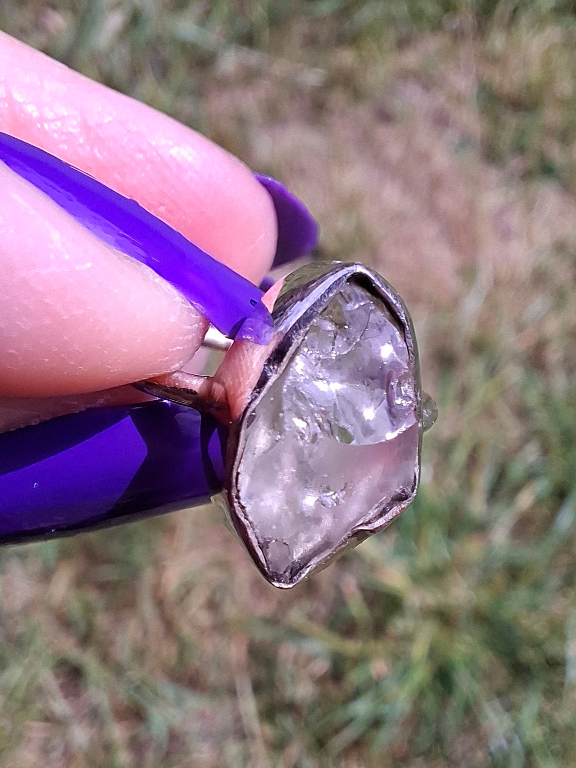 Libyan Desert Glass Ring, size J, 925 Silver, Tektite (Ref: LR6)
