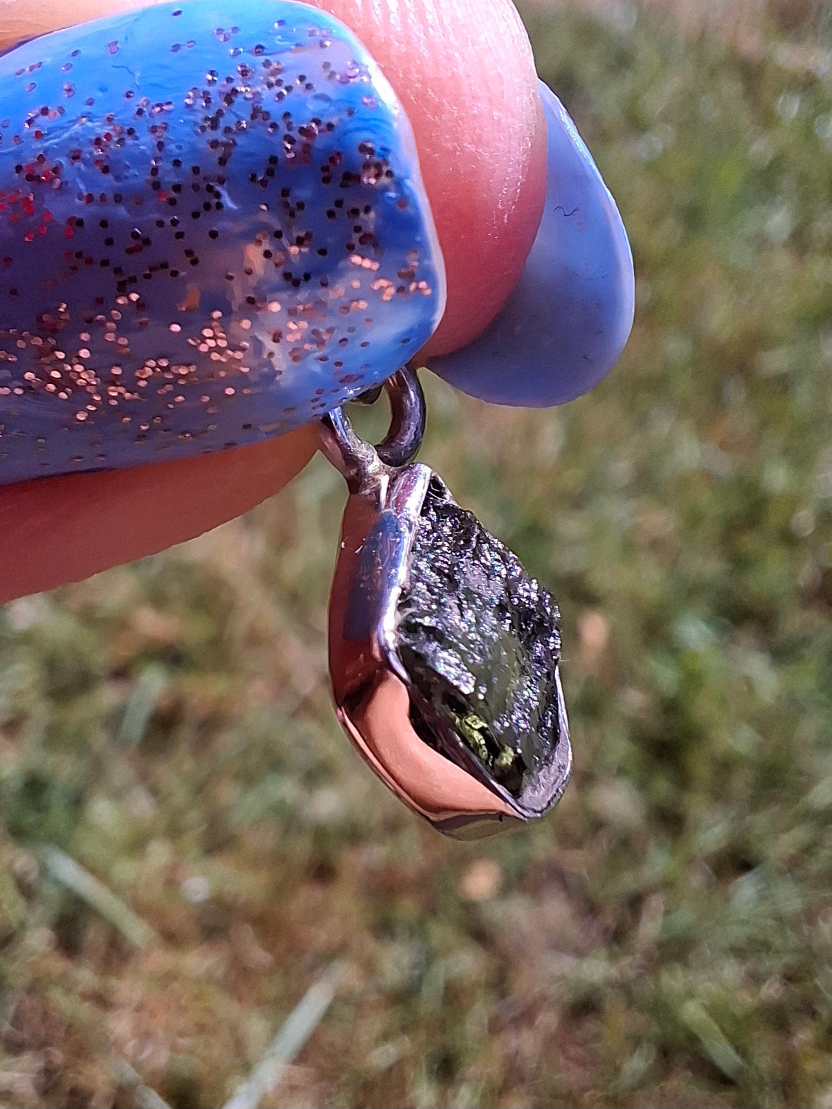 Moldavite Pendant, 925 Silver, Tektite (Ref: P88)