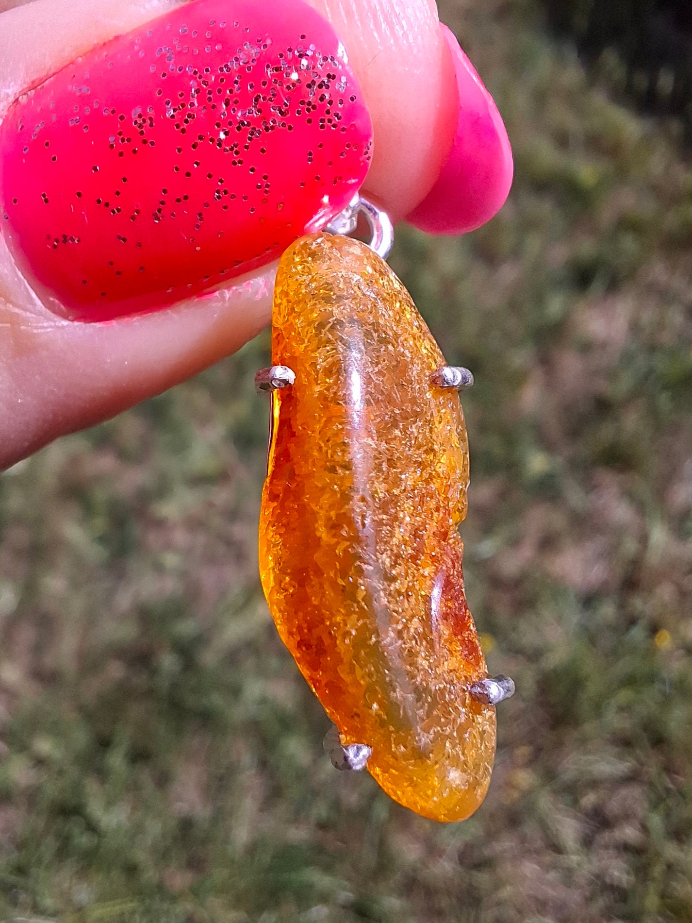 Baltic Amber Pendant, 925 Silver, Fossil (Ref: AP3)
