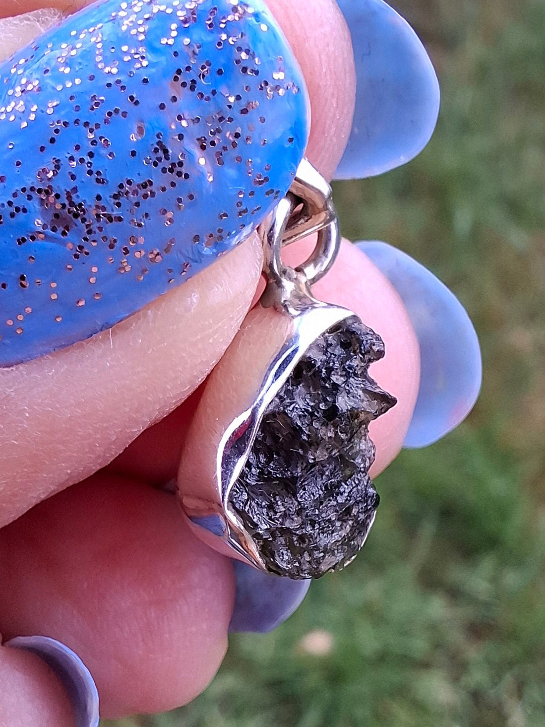 Moldavite Pendant, 925 Silver, Tektite (Ref: P64)