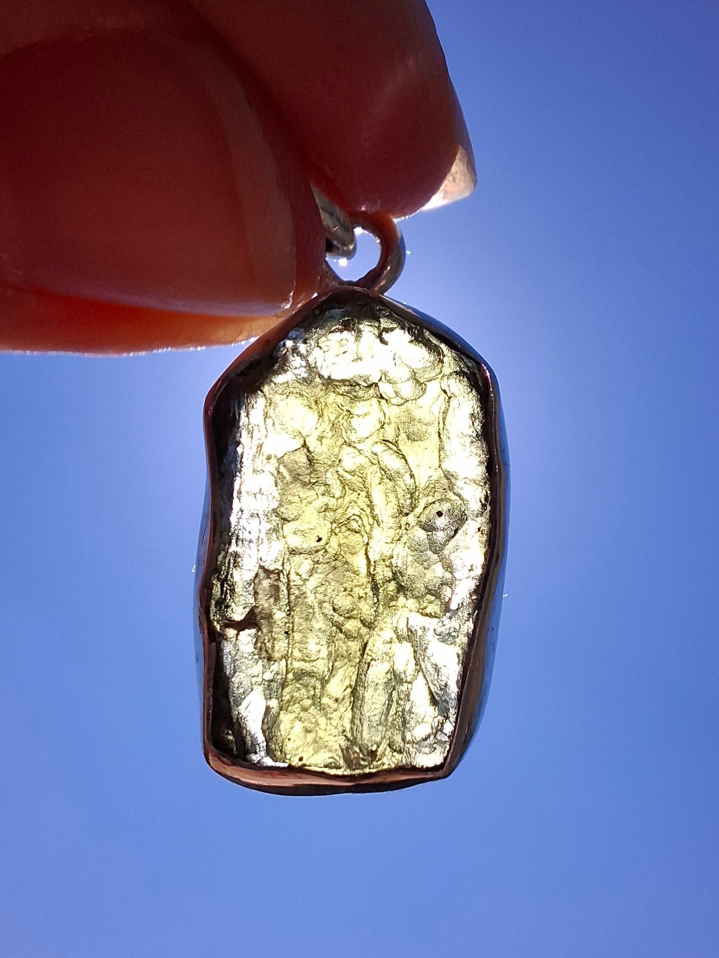 Moldavite Pendant, 925 Silver, Tektite (Ref: P442)