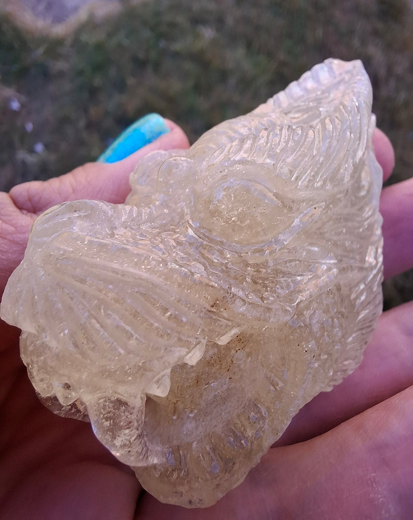 Libyan Desert Glass DRAGON HEAD Carving, 75.84g, Tektite (Ref: Dragon1)