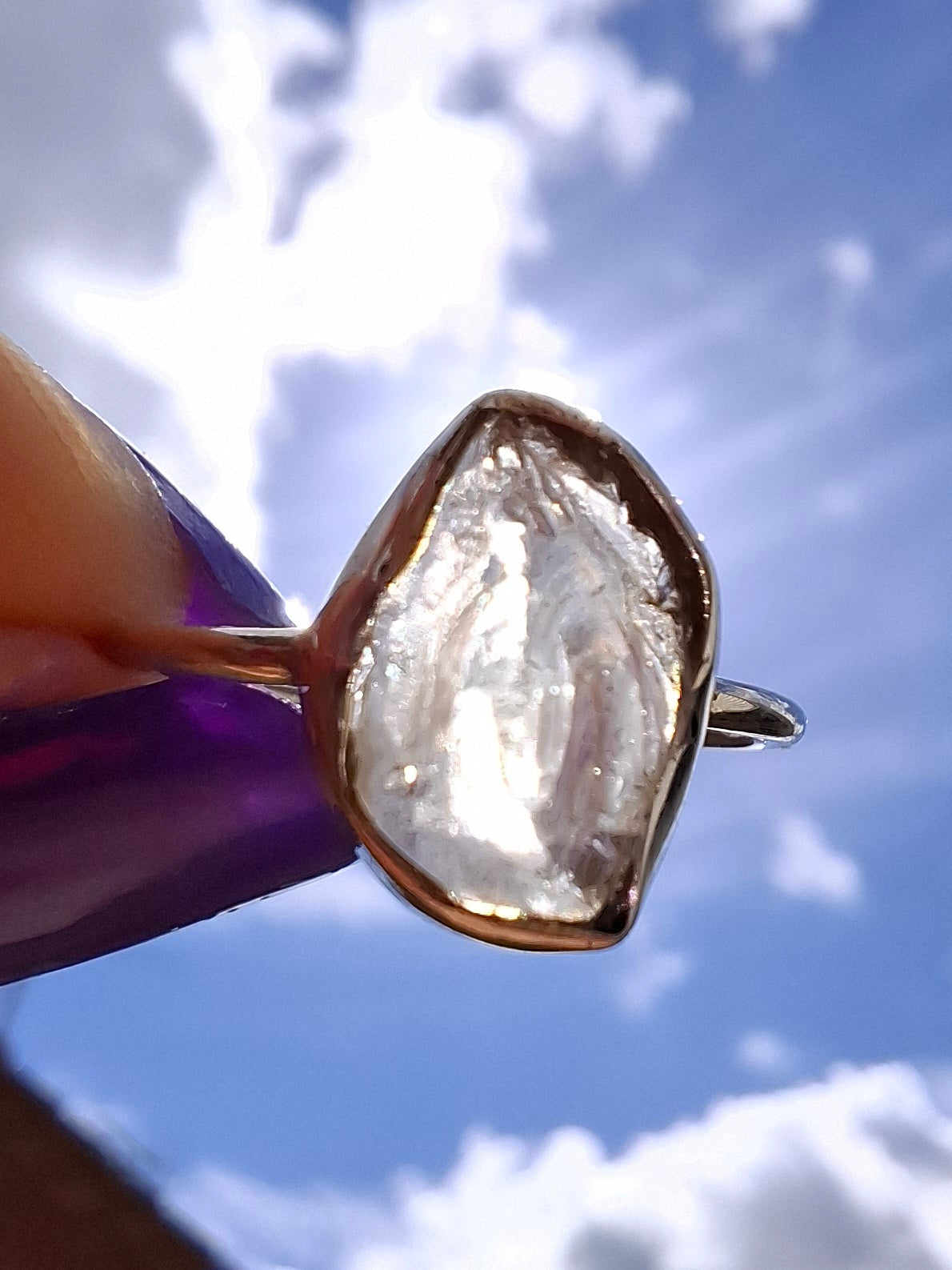 Libyan Desert Glass Ring, size small P, 925 Silver, Tektite (Ref: LR25)