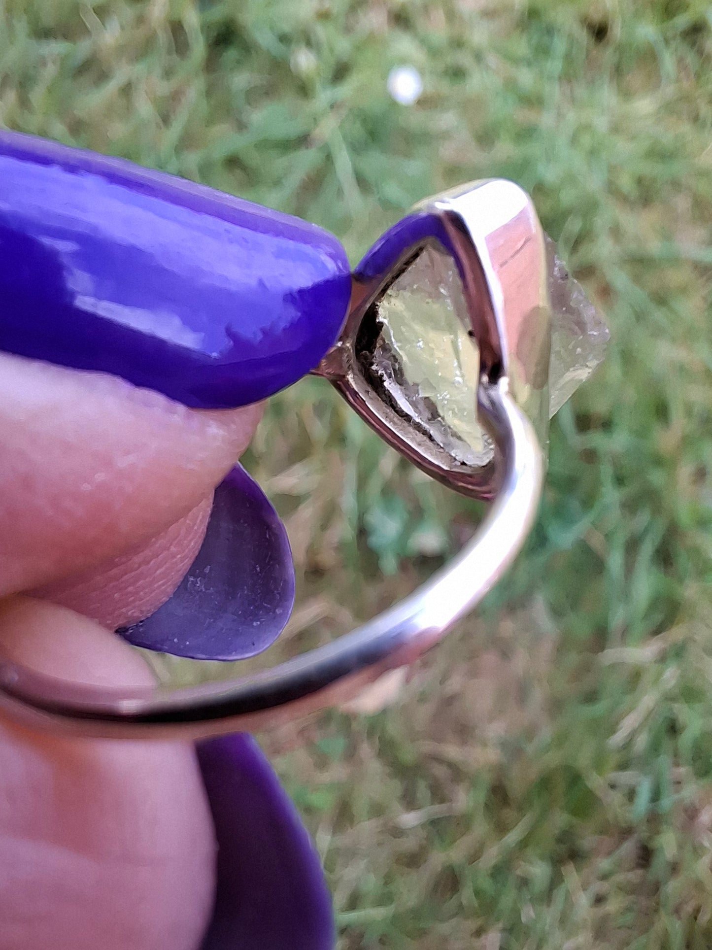 Libyan Desert Glass Ring, size small M, 925 Silver, Tektite (Ref: LR19)