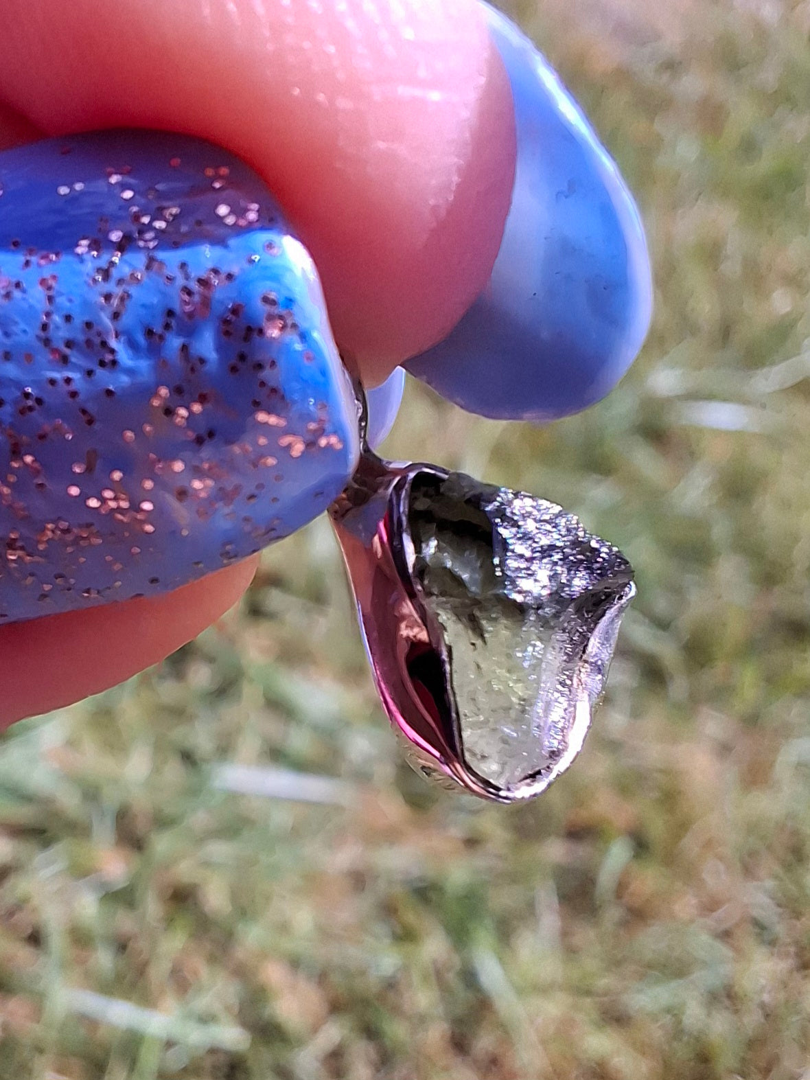 Moldavite Pendant, 925 Silver, Tektite (Ref: P68)