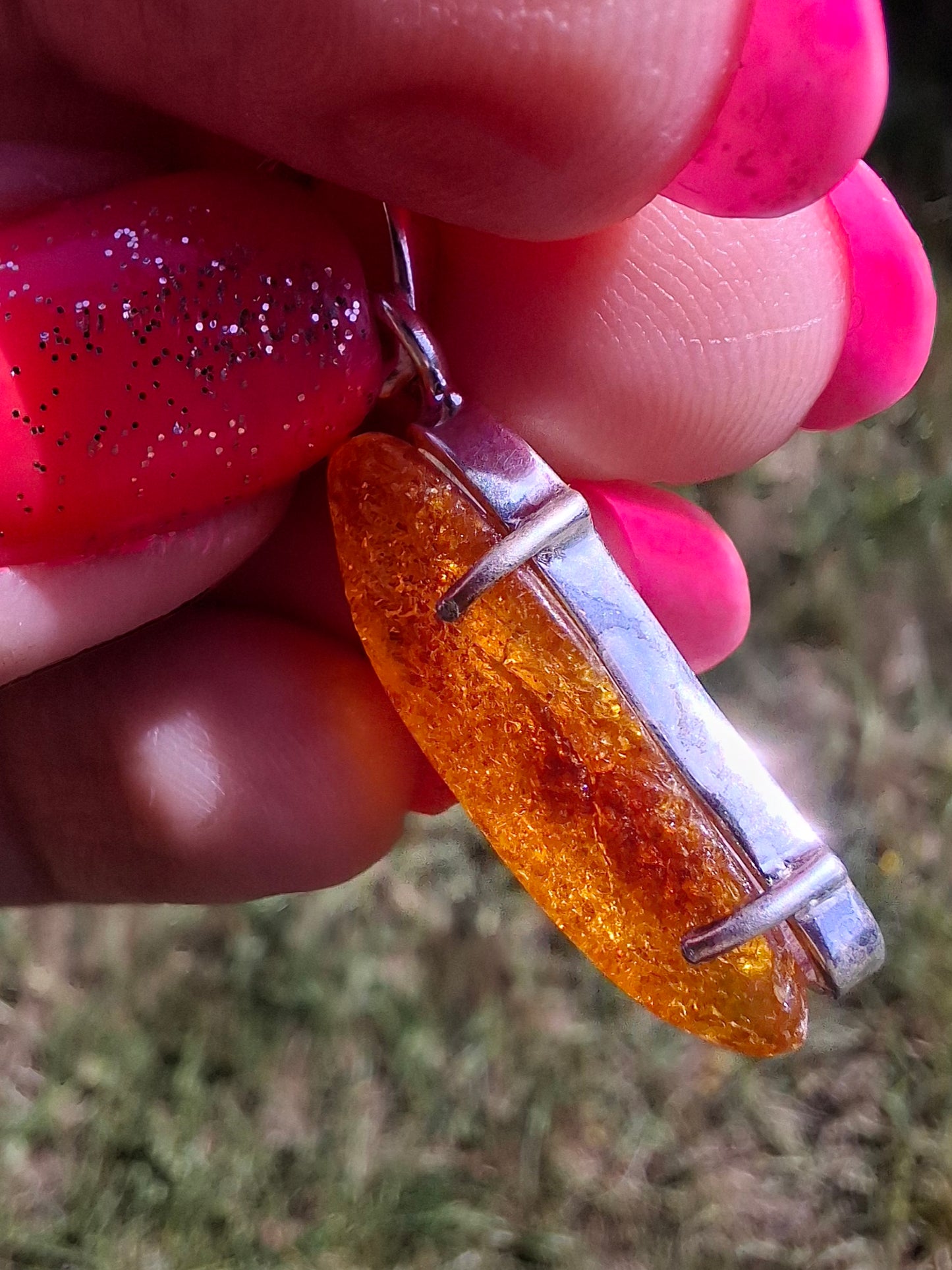 Baltic Amber Pendant, 925 Silver, Fossil (Ref: AP3)