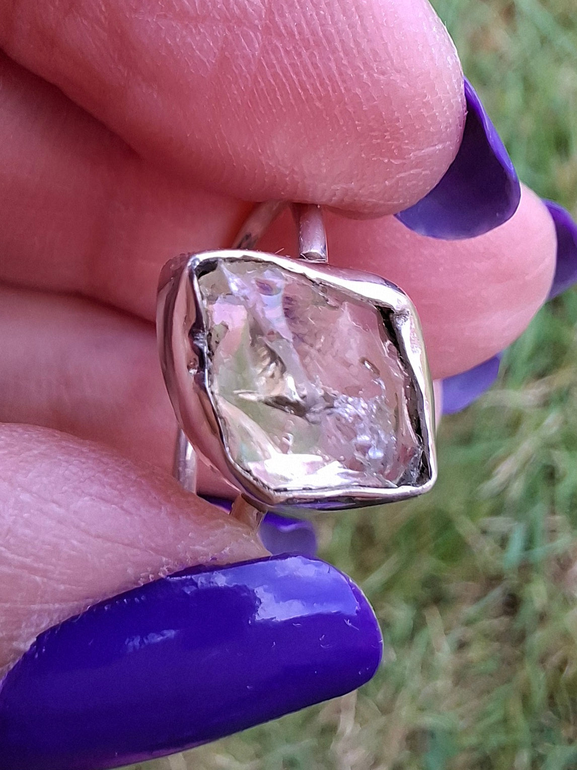 Libyan Desert Glass Ring, size L, 925 Silver, Tektite (Ref: LR18)