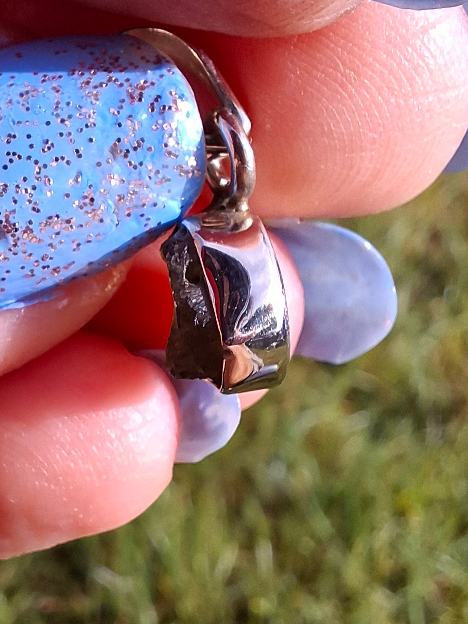 Moldavite Pendant, 925 Silver, Tektite (Ref: P56)