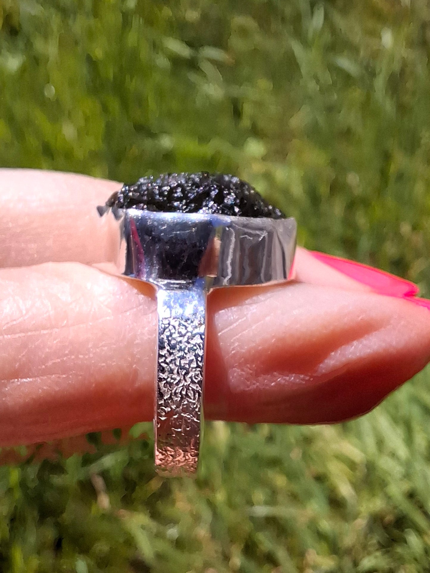 Moldavite Ring, size K, 925 Silver, Tektite (Ref: R300)