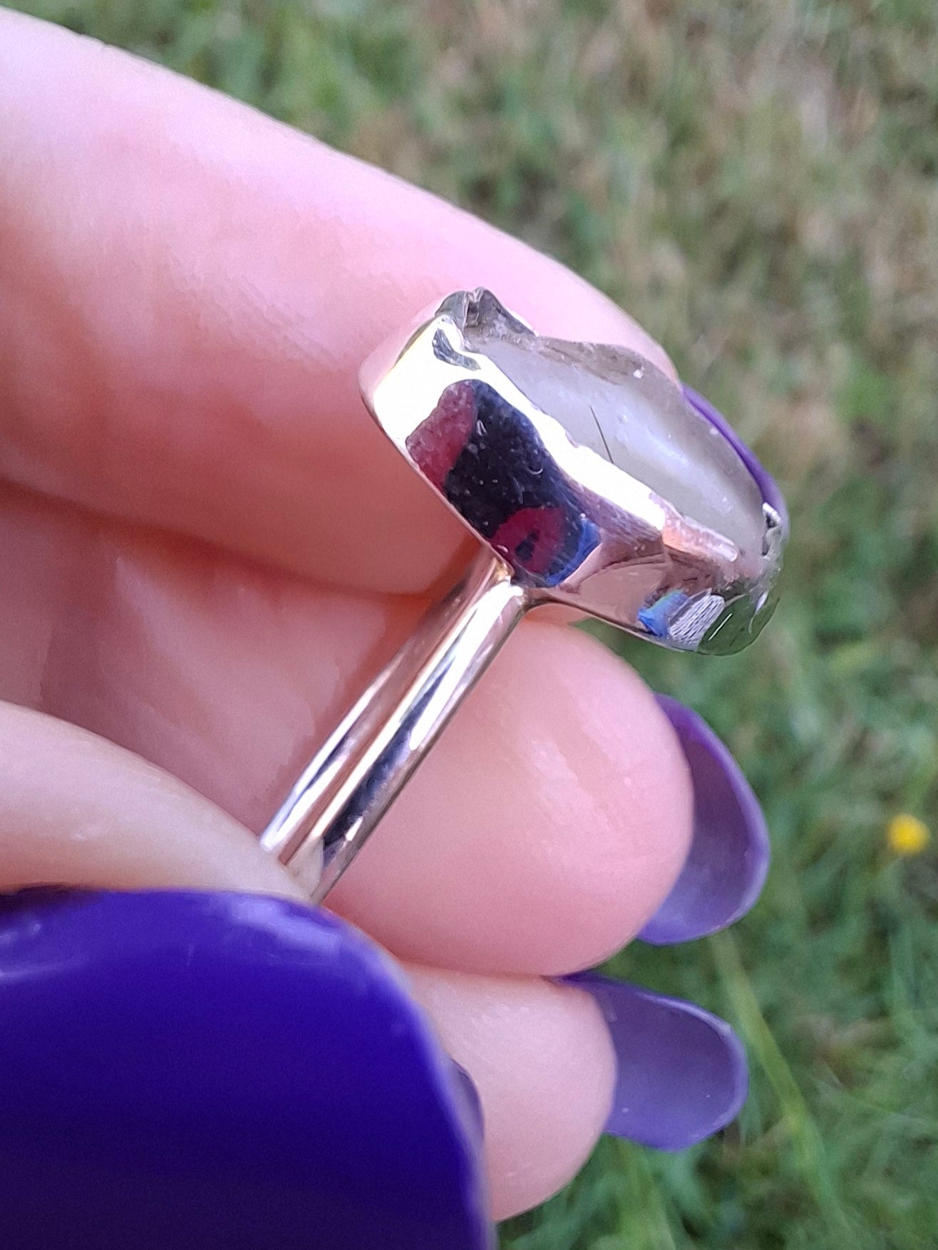 Libyan Desert Glass Ring, size large U, 925 Silver, Tektite (Ref: LR53)