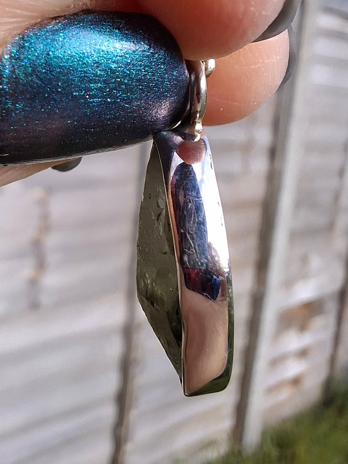 Moldavite Pendant, 925 Silver, Tektite (Ref: P10)