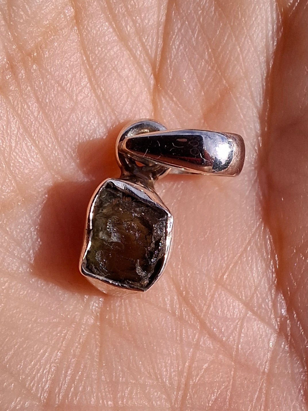 Moldavite Pendant, 925 Silver, Tektite (Ref: P53)