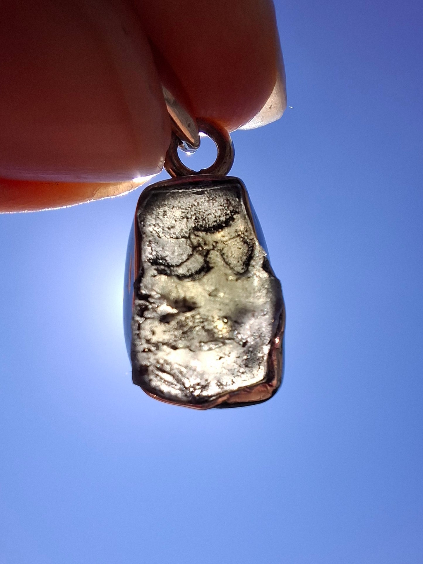Moldavite Pendant, 925 silver, Tektite (Ref: P4)