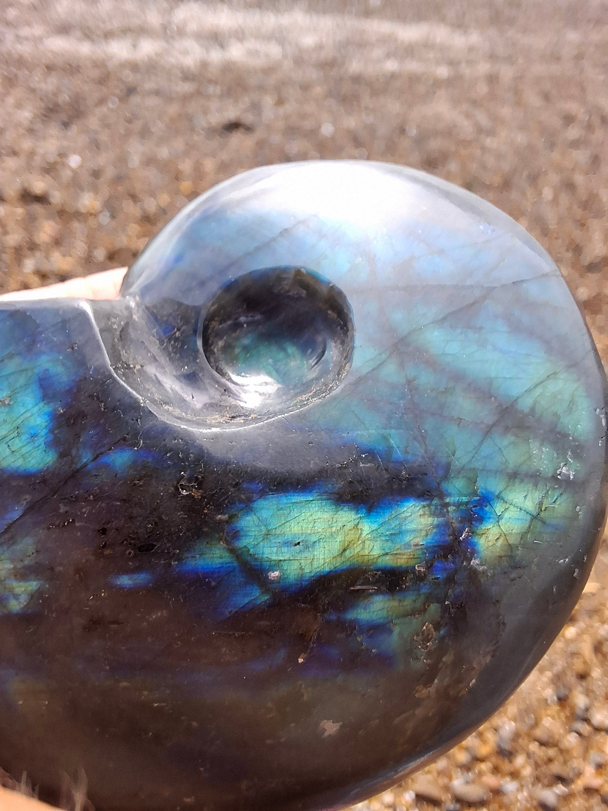 Labradorite Ammonite carving, 96.88g, Crystal (Ref: laba1)