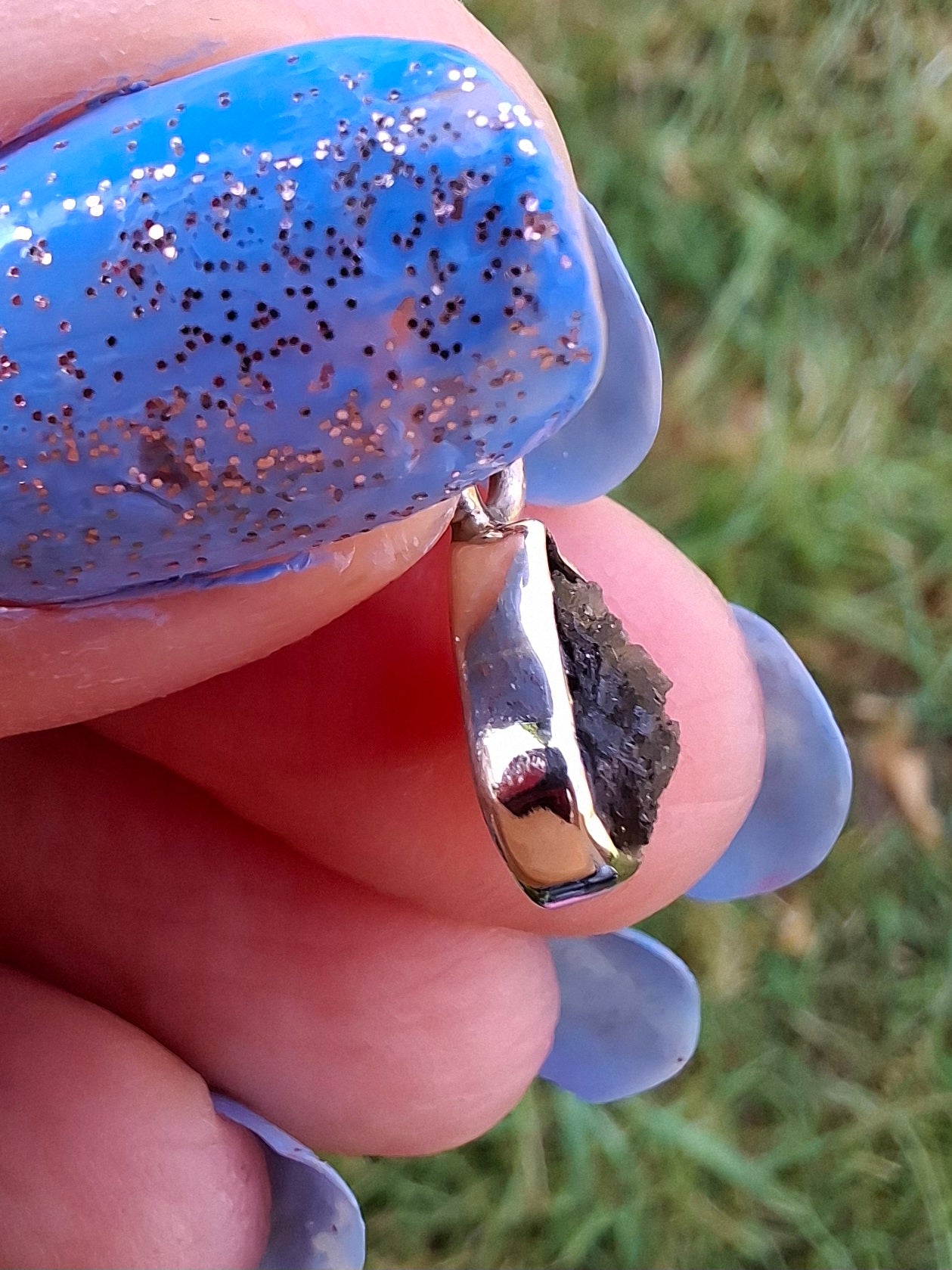 Moldavite Pendant, 925 Silver, Tektite (Ref: P35)