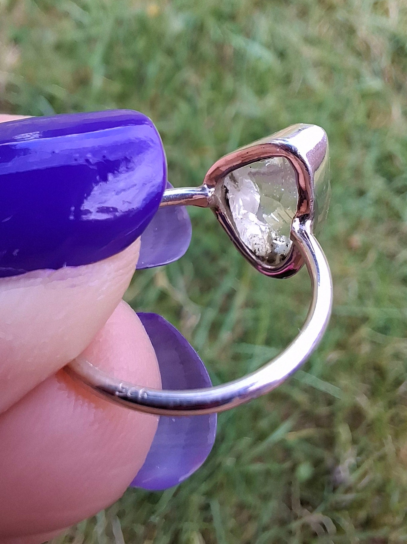Libyan Desert Glass Ring, size large J/small K, 925 Silver, Tektite (Ref: LR10)