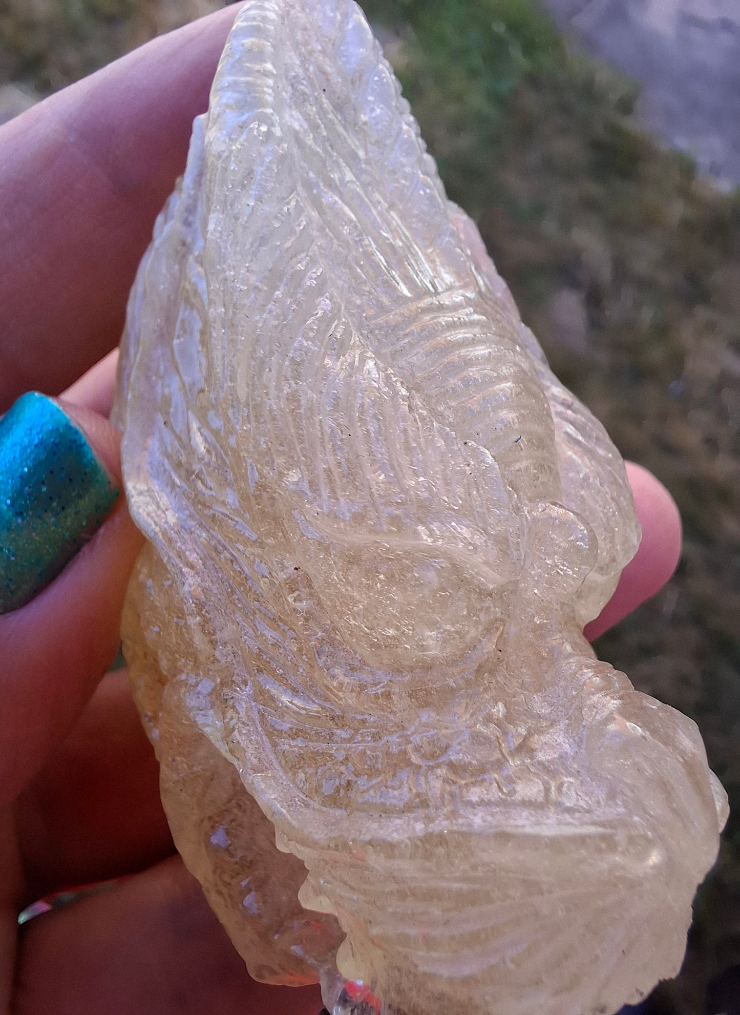 Libyan Desert Glass DRAGON HEAD Carving, 75.84g, Tektite (Ref: Dragon1)