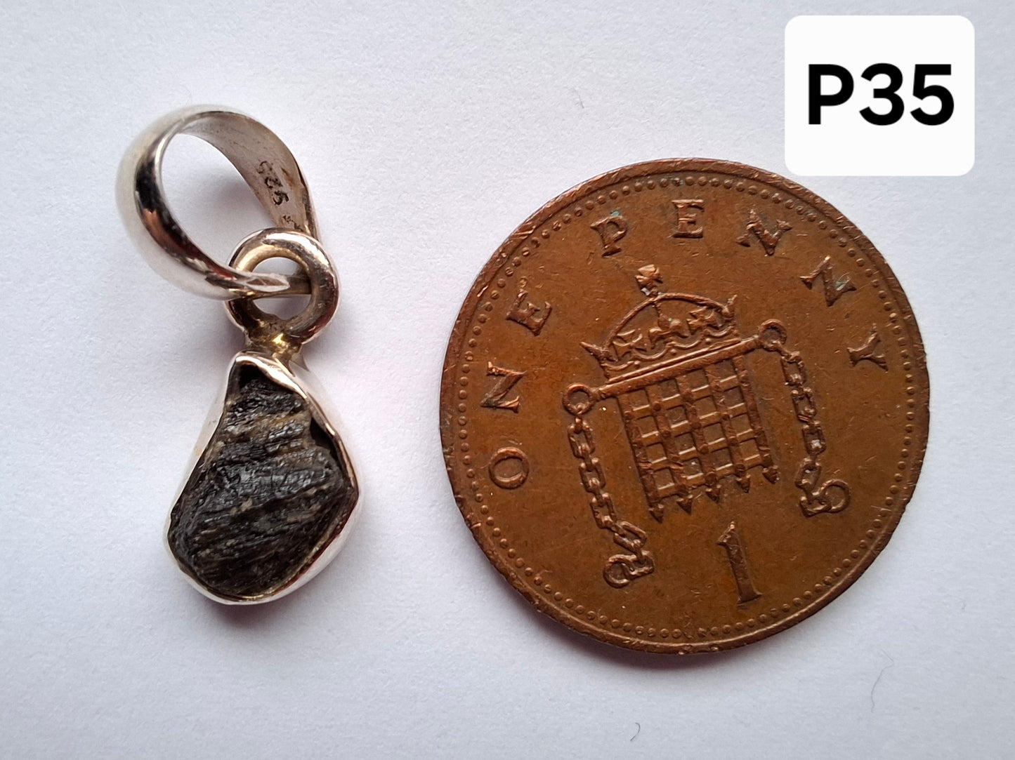 Moldavite Pendant, 925 Silver, Tektite (Ref: P35)