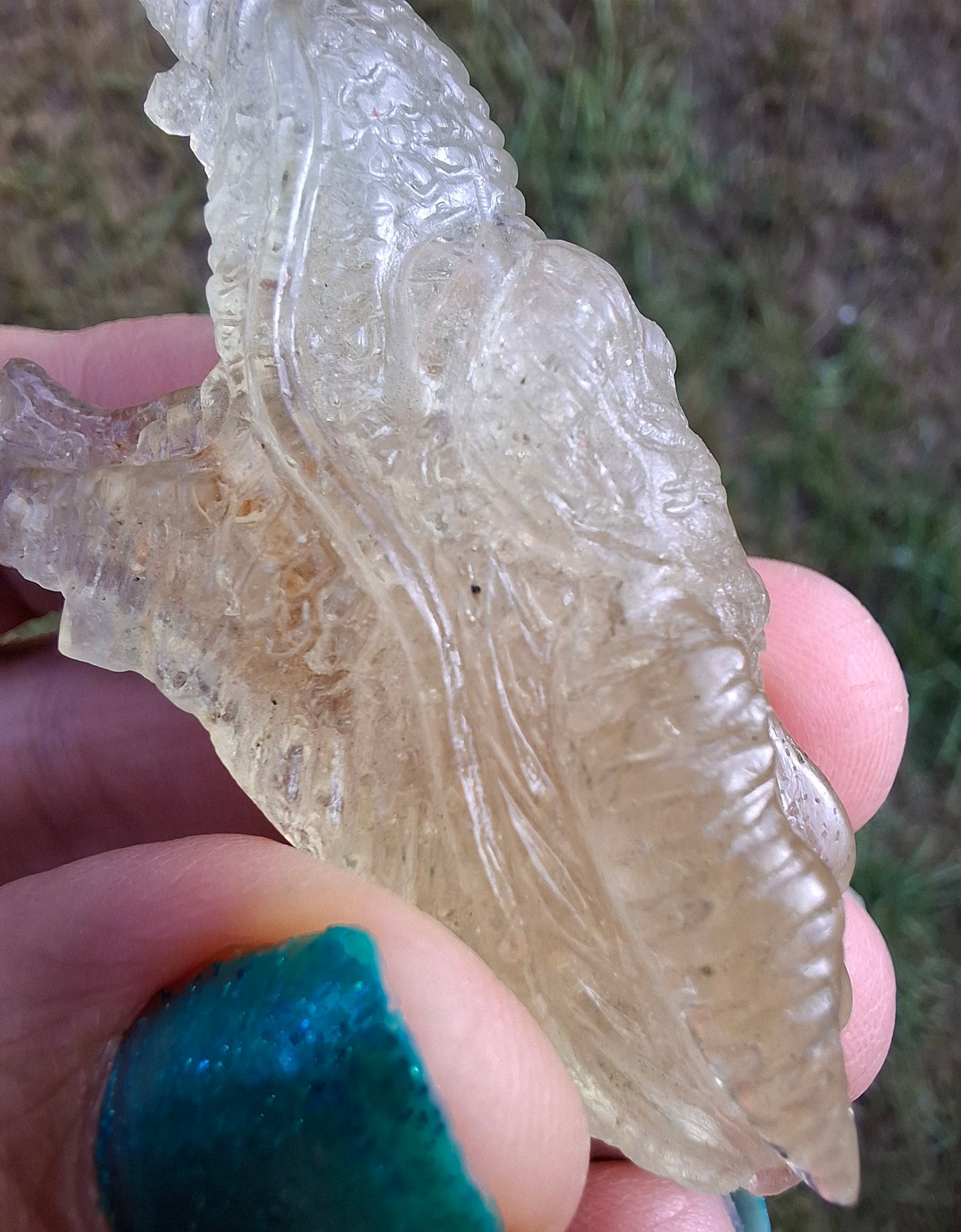 Libyan Desert Glass DRAGON HEAD carving, 22.42g, Tektite (Ref: Dragon 2)