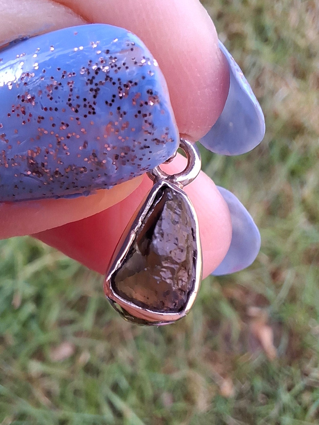 Moldavite Pendant, 925 Silver, Tektite (Ref: P51)