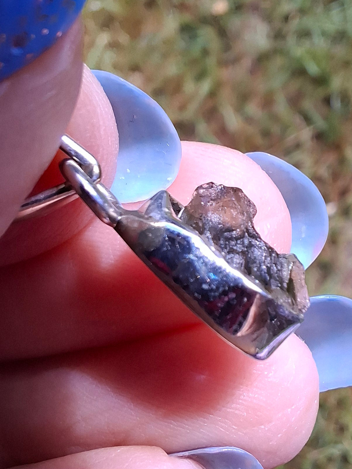 Moldavite Pendant, 925 Silver, Tektite (Ref: P65)