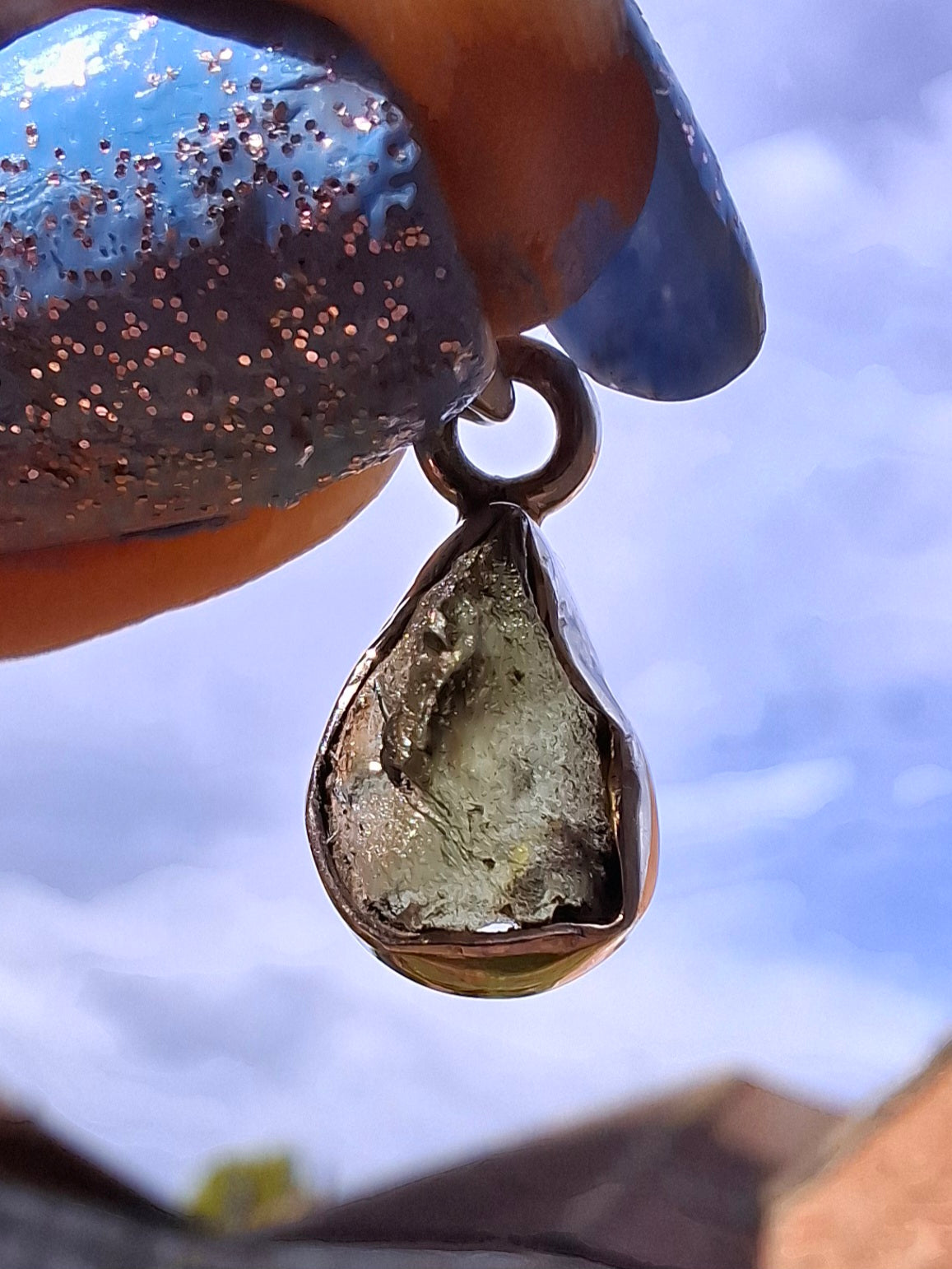 Moldavite Pendant, 925 Silver, Tektite (Ref: P42)