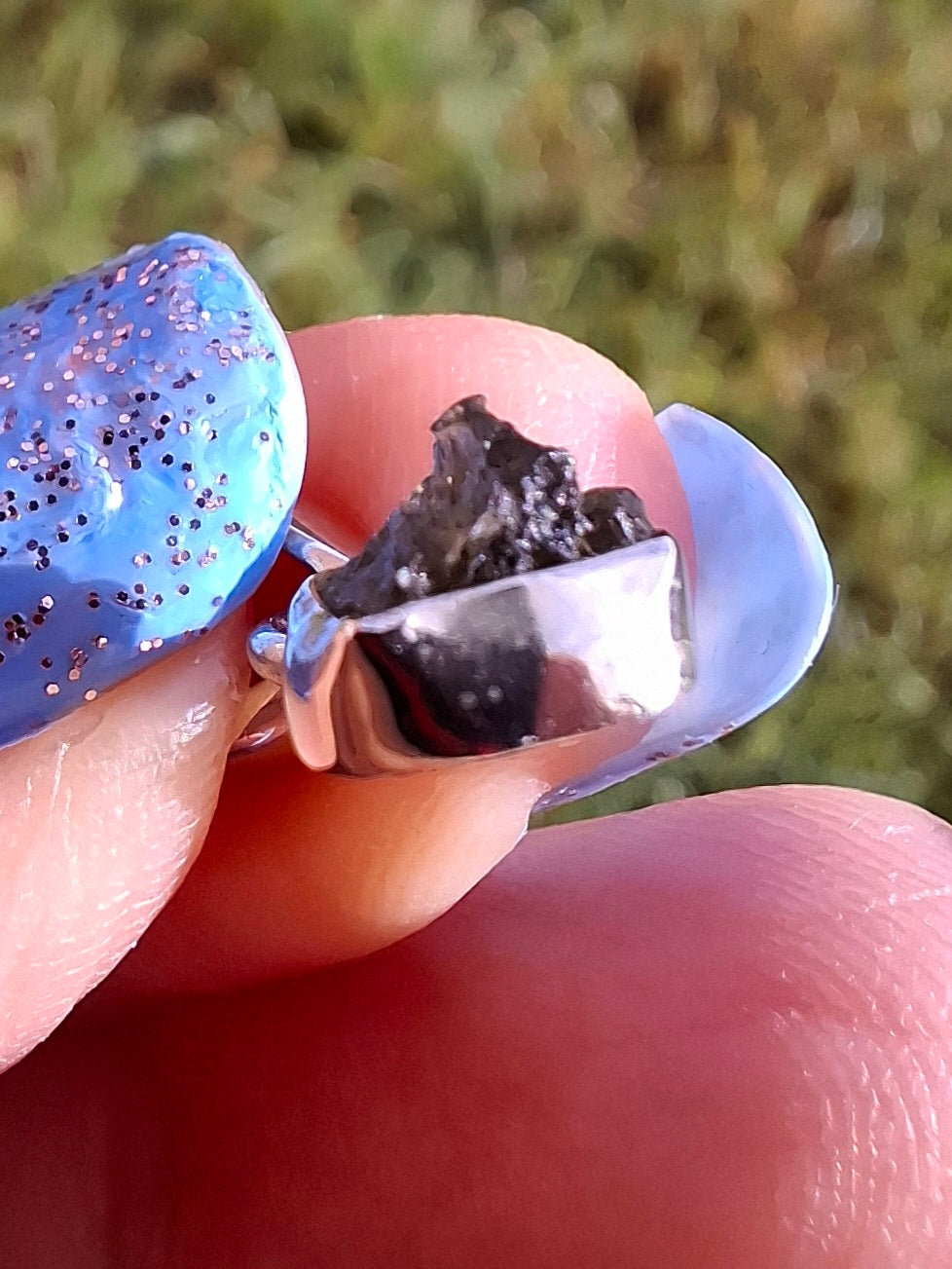 Moldavite Pendant, 925 Silver, Tektite (Ref: P50)