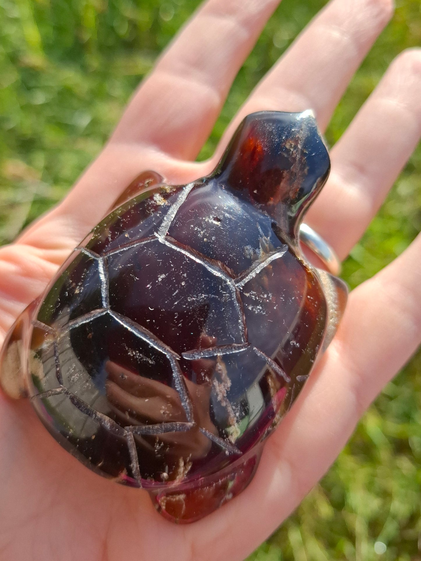 Red Amber Turtle, 56.87g, Carving, Fossil (Ref: TT2)