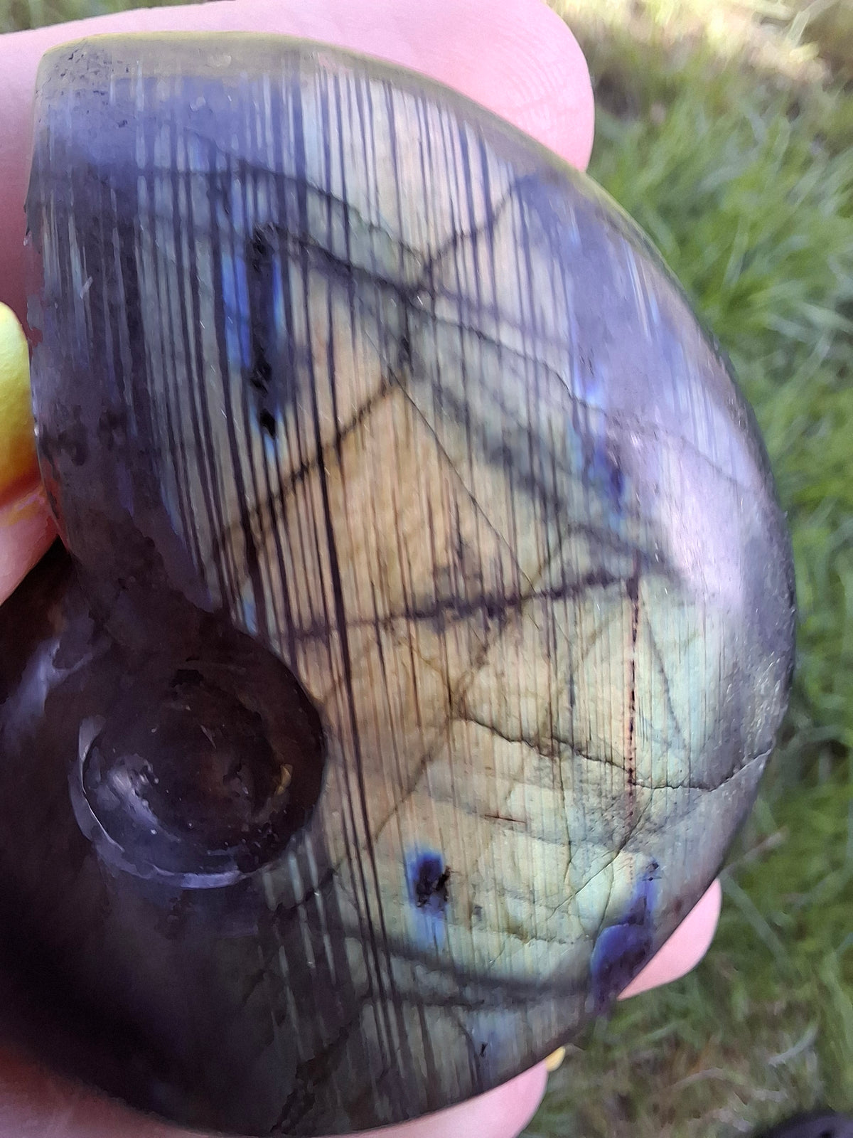 Labradorite Ammonite carving, 96.88g, Crystal (Ref: laba1)