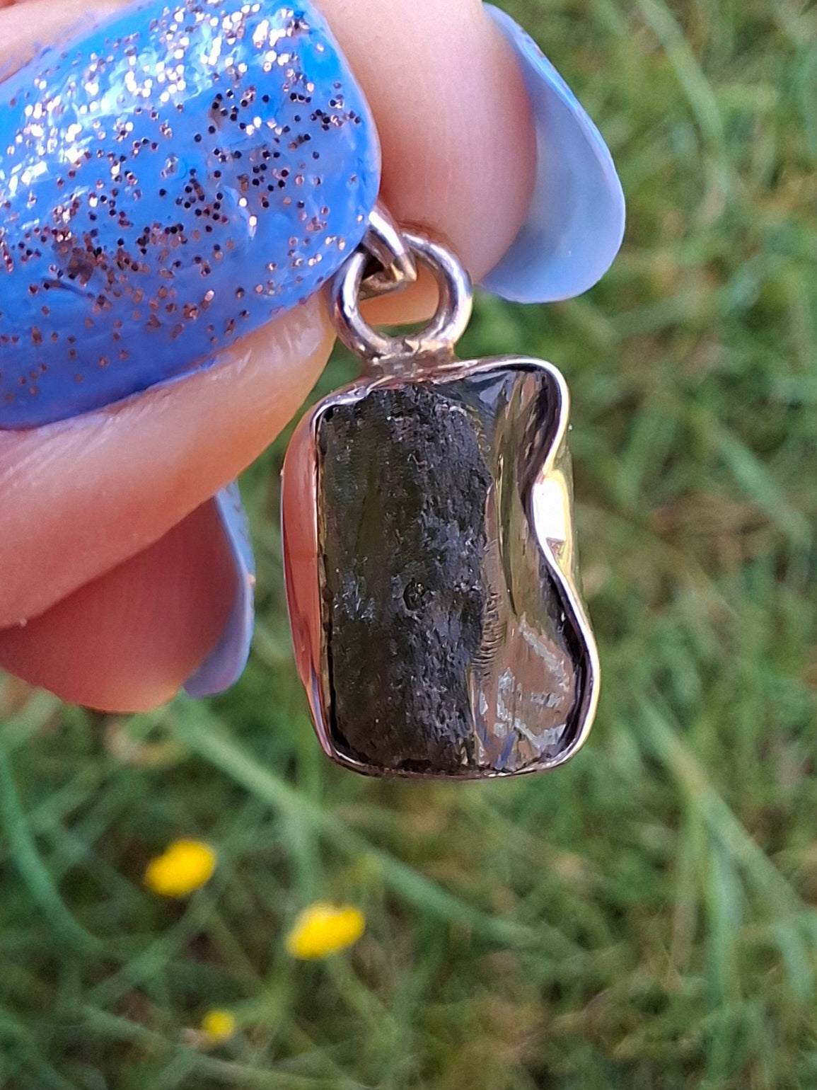 Moldavite Pendant, 925 Silver, Tektite (Ref: P31)