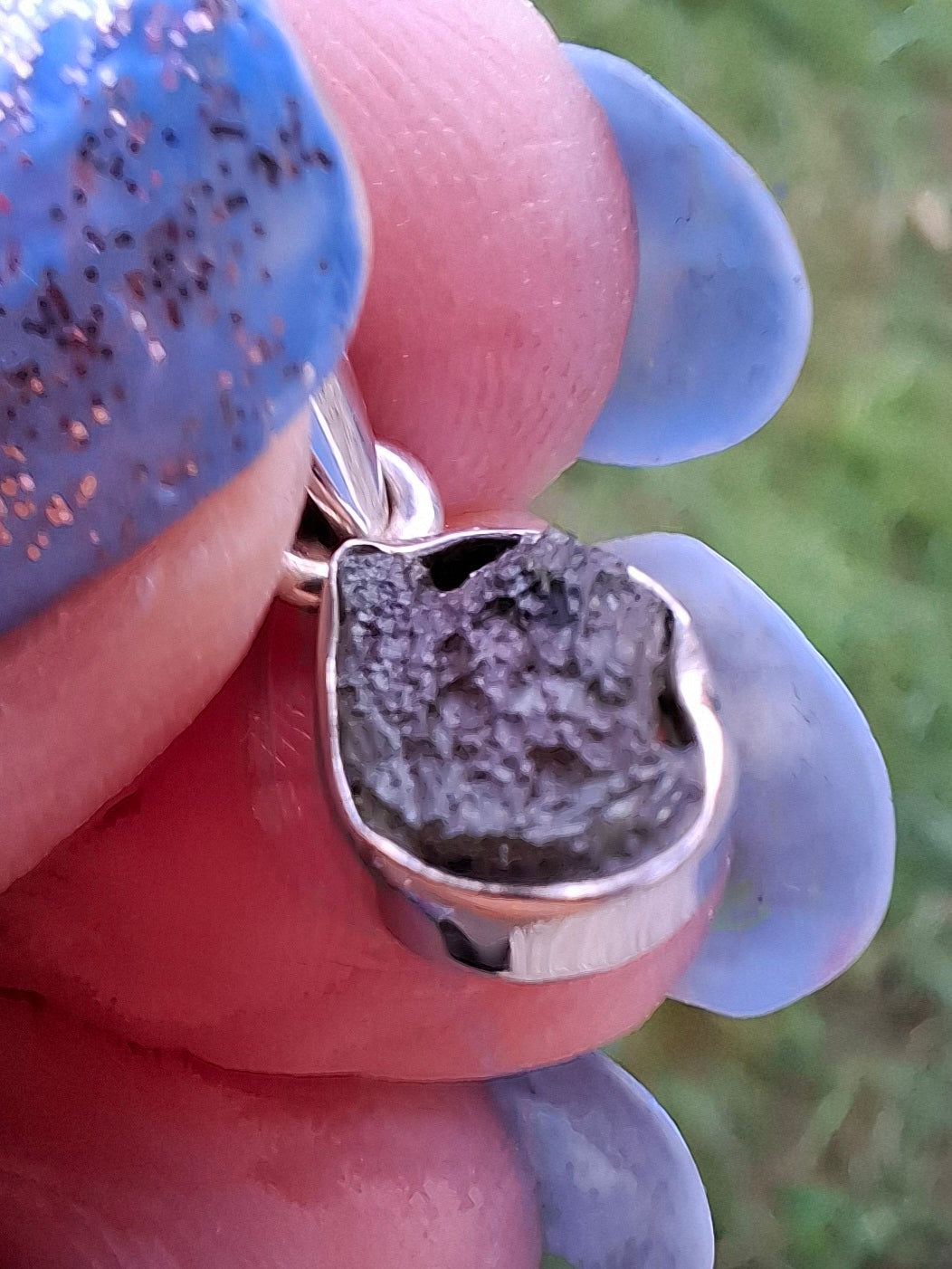 Moldavite Pendant, 925 Silver, Tektite (Ref: P78)