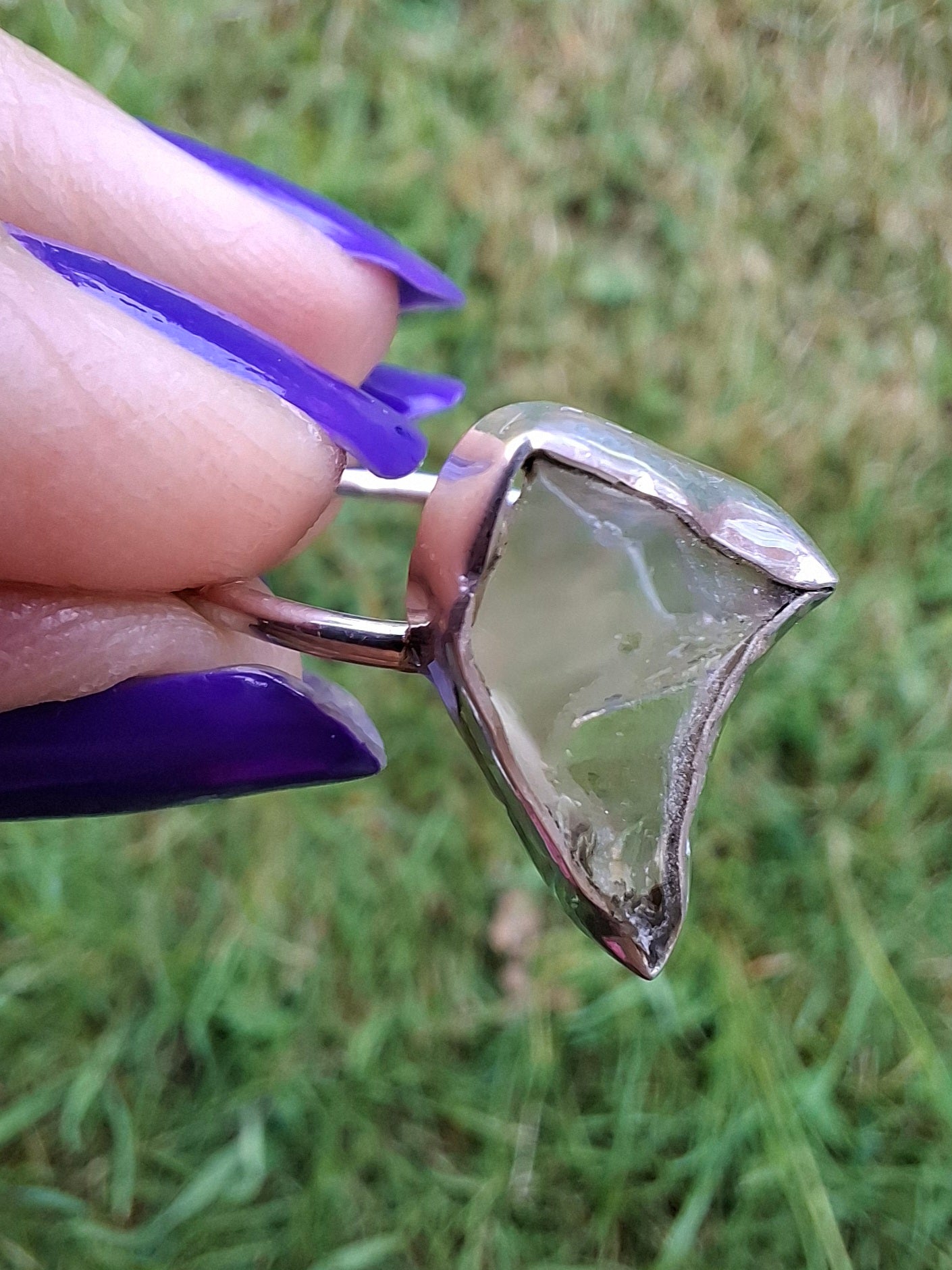 Libyan Desert Glass Ring, size large W, 925 Silver, Tektite (Ref: LR62)