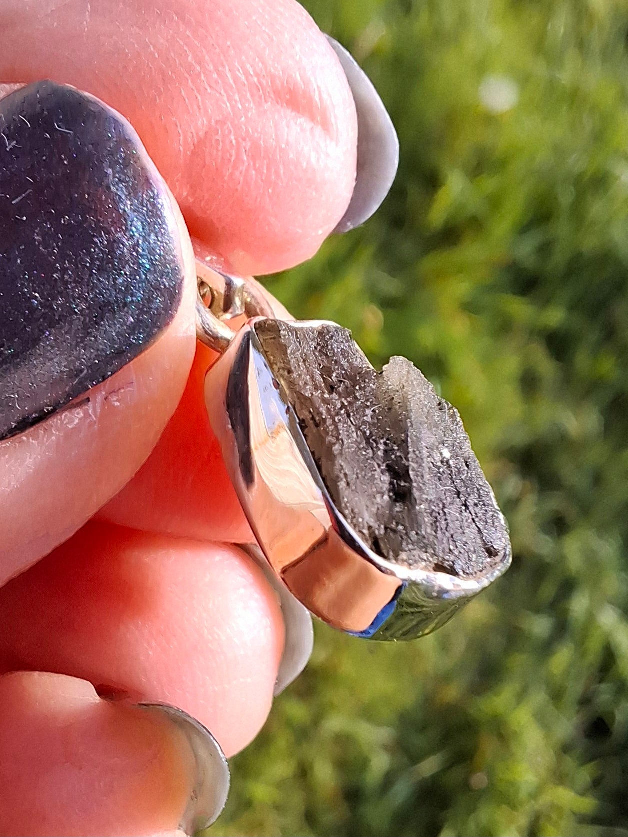 Moldavite Pendant, 925 Silver, Tektite (Ref: P6)