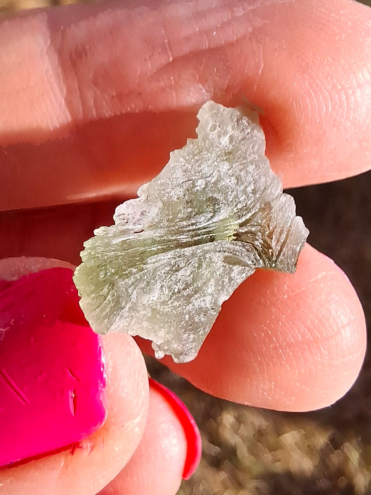 Moldavite Piece, SNOWFLAKE, FROSTED, BRUSNA, 0.92g, Tektite (Ref: 1499)