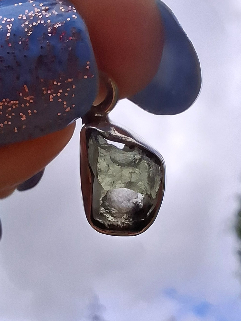 Moldavite Pendant, 925 Silver, Tektite (Ref: P72)