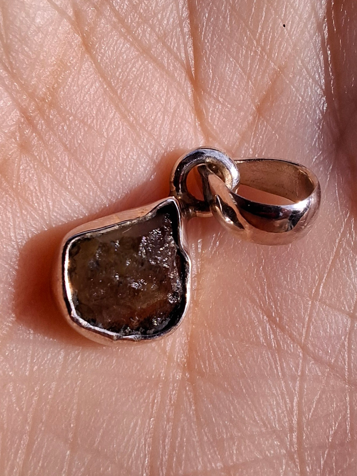 Moldavite Pendant, 925 Silver, Tektite (Ref: P63)