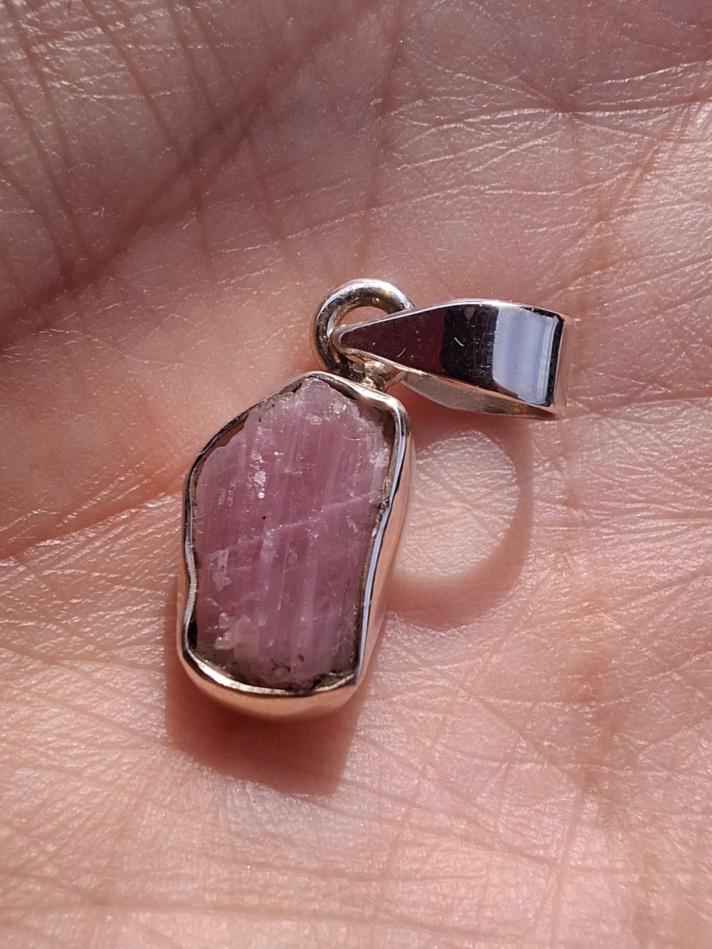 Pink Tourmaline Pendant, 925 Silver, Crystal (Ref: PT69)