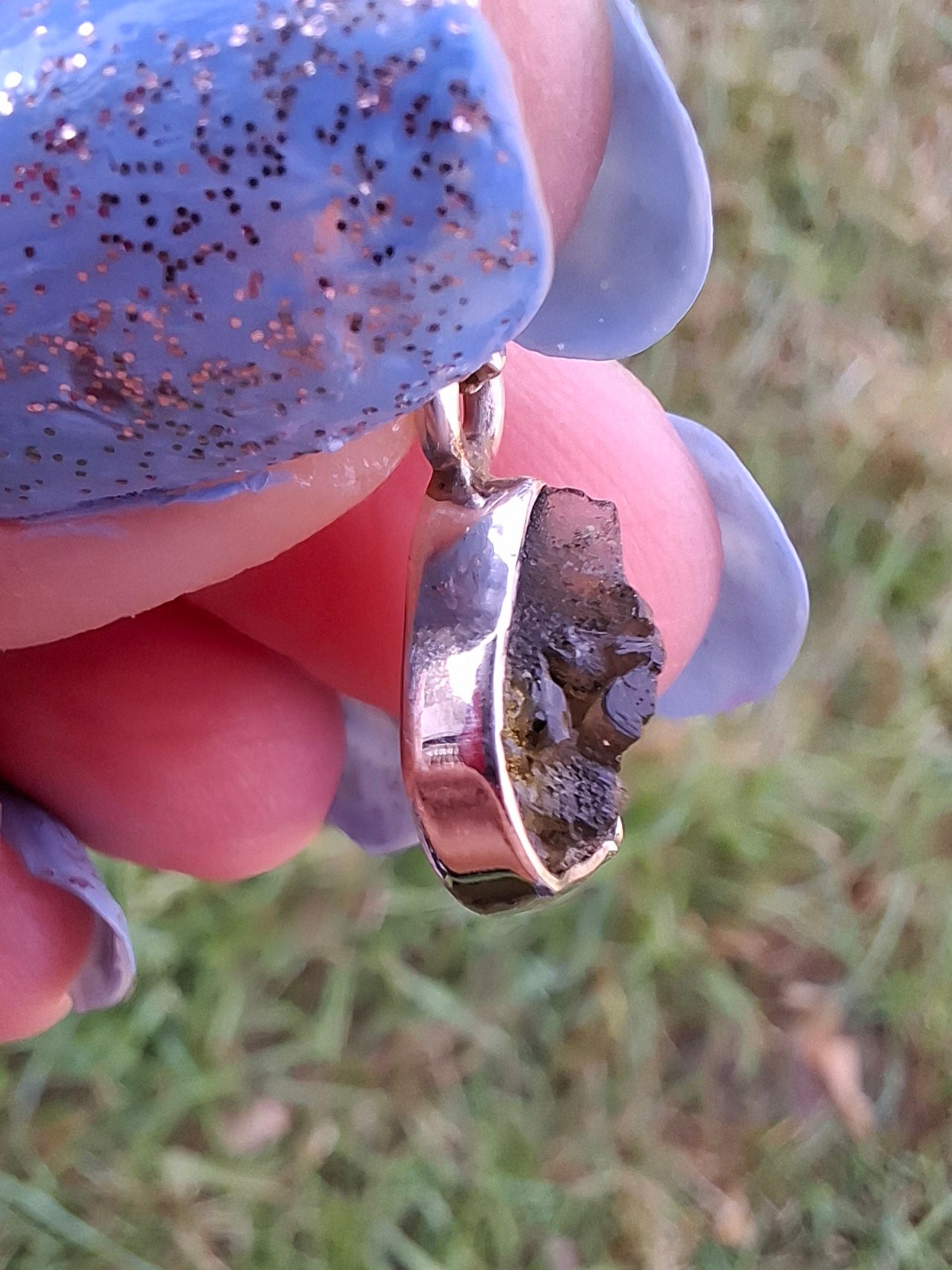 Moldavite Pendant, 925 Silver, Tektite (Ref: P42)