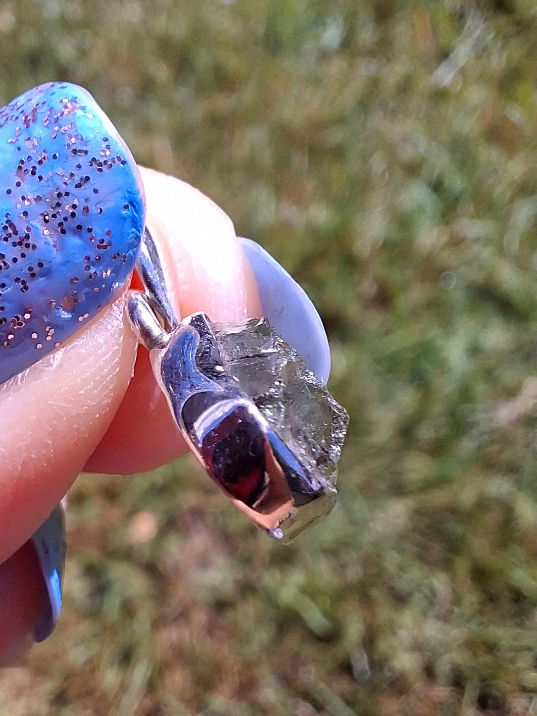 Moldavite Pendant, 925 Silver, Tektite (Ref: P72)