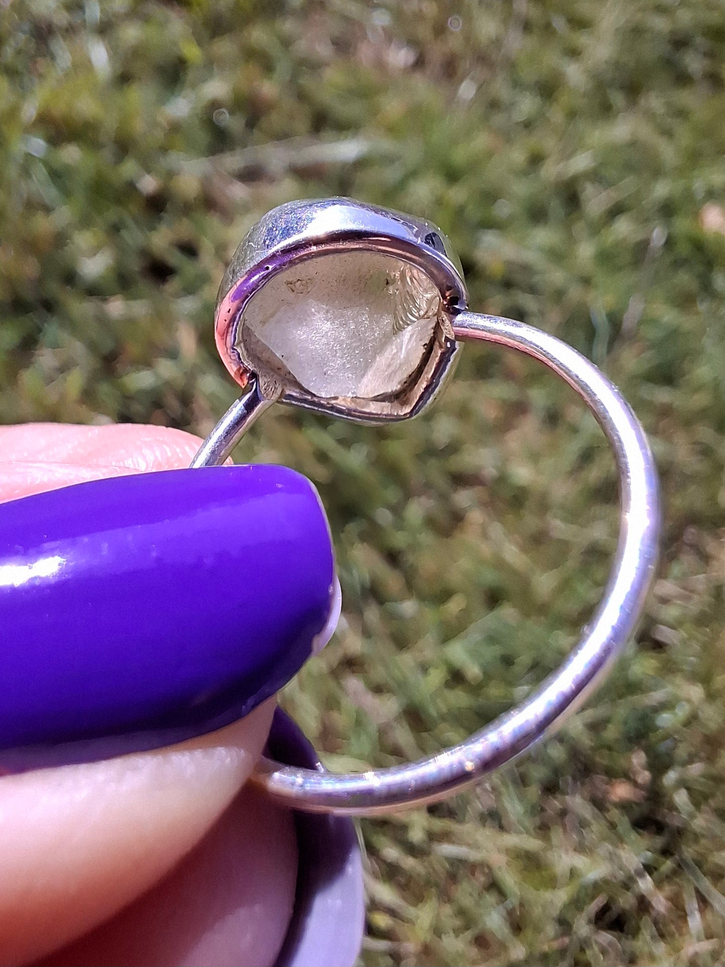 Libyan Desert Glass Ring, size large S/small T, 925 Silver, Tektite (Ref: LR47)