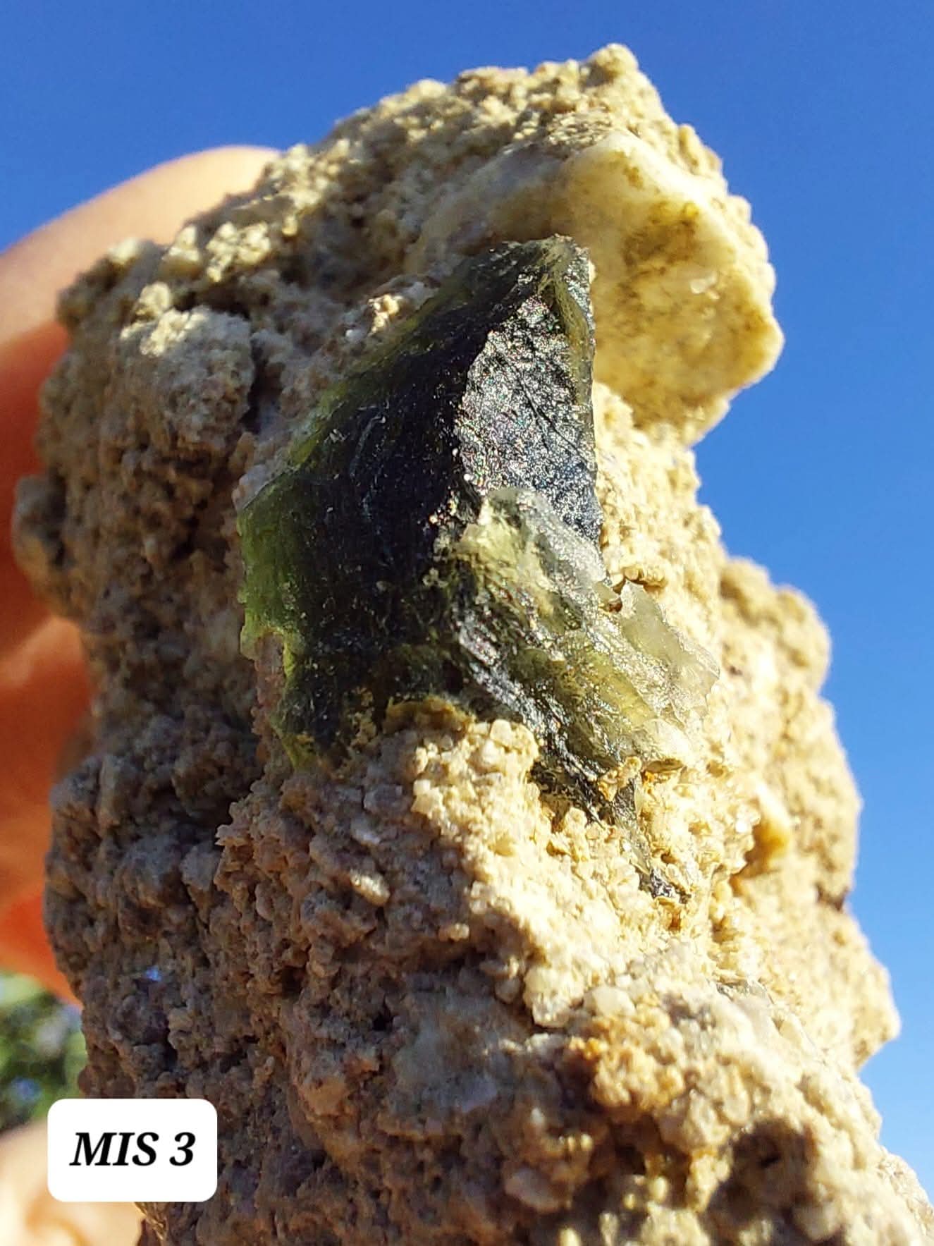 Moldavite In-Situ (in matrix), Besednice, Est- 3g, Tektite (Ref: MIS3)