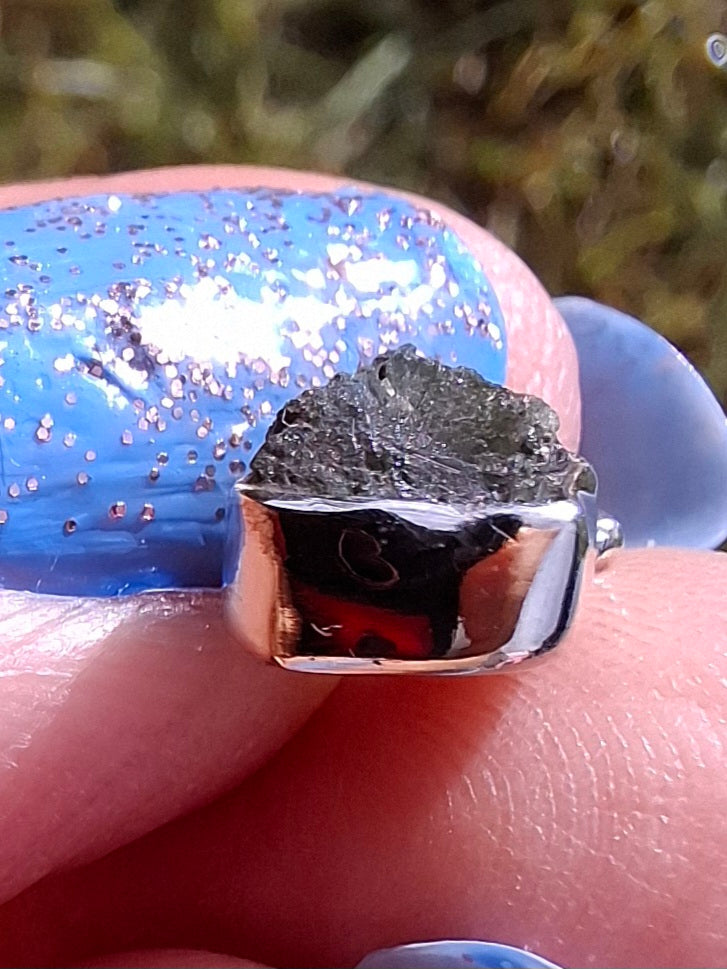 Moldavite Piece, 925 Silver, Tektite (Ref: P54)