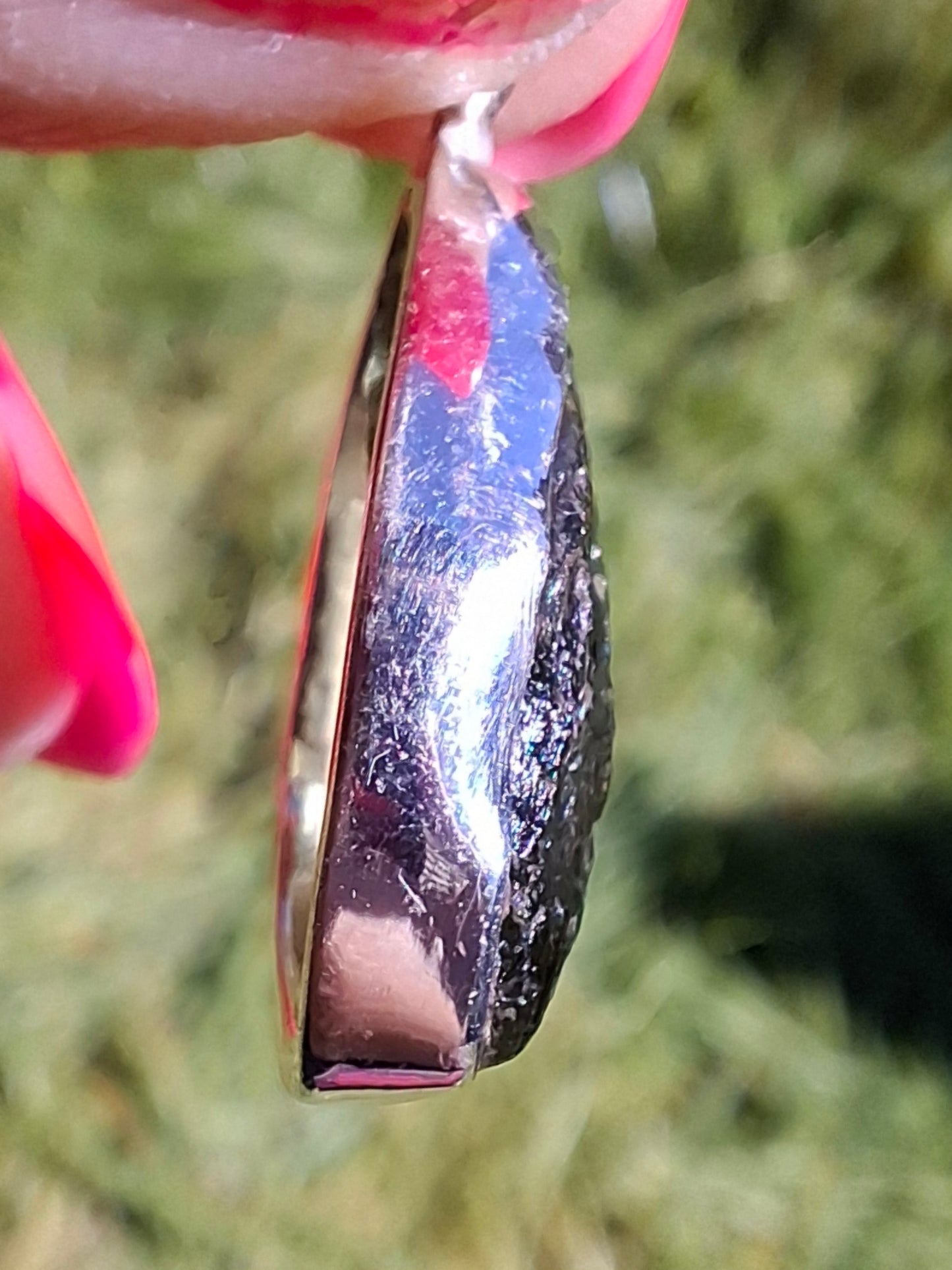 Moldavite Pendant, 925 Silver, Tektite (Ref: P441)