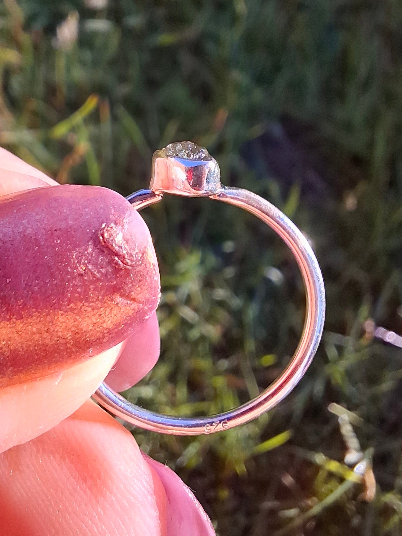 Moldavite Ring, size large L, 925 Silver, Tektite (Ref: R49)
