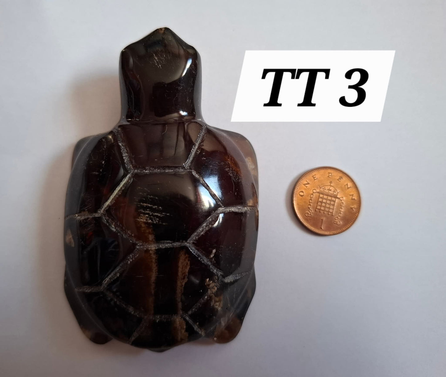 Red Amber Turtle, 52.00g, Carving, Fossil (Ref: TT3)